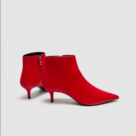 Zara Shoes - Zara Red Mid High Heel Ankle boots
